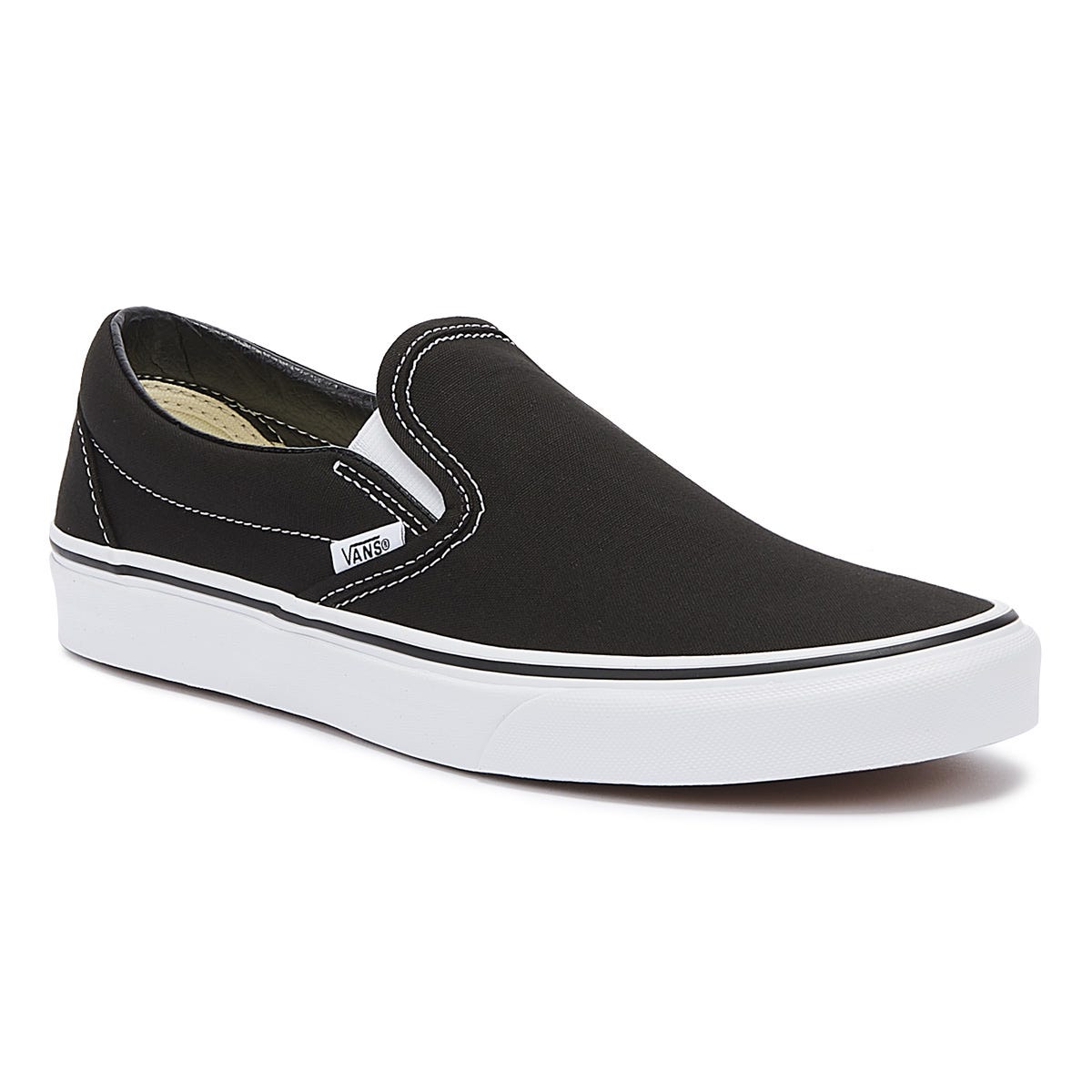 Vans Classic Slip on Black / White Canvas Trainers
