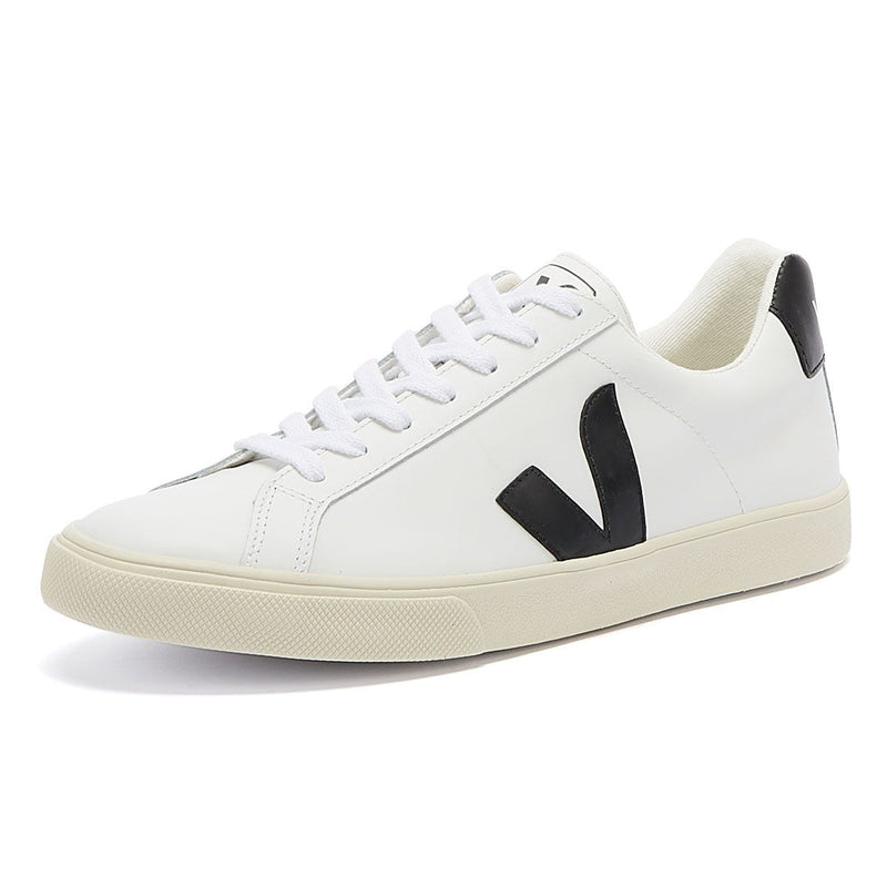 Veja Esplar Leather Baskets blanches / noires pour femmes