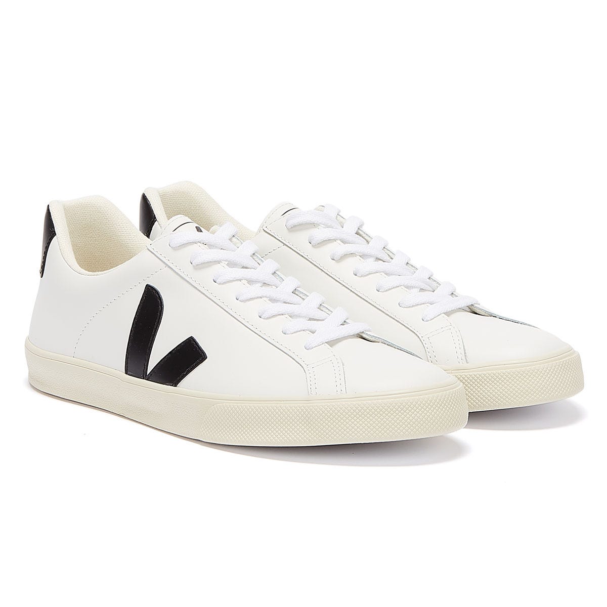 Veja Esplar Leather Baskets blanches / noires pour femmes