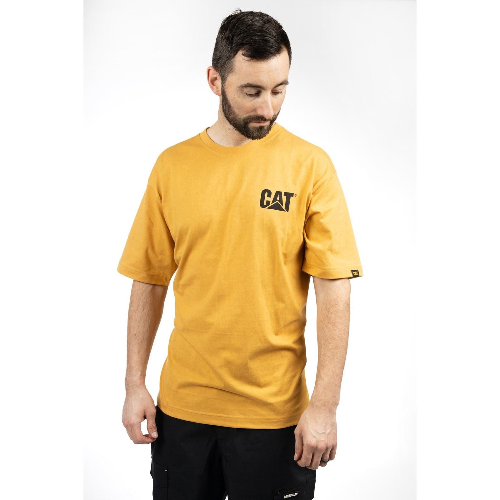 Caterpillar W05324 Trademark T-Shirts À Manches Courtes En Coton Pour Hommes Jaunes