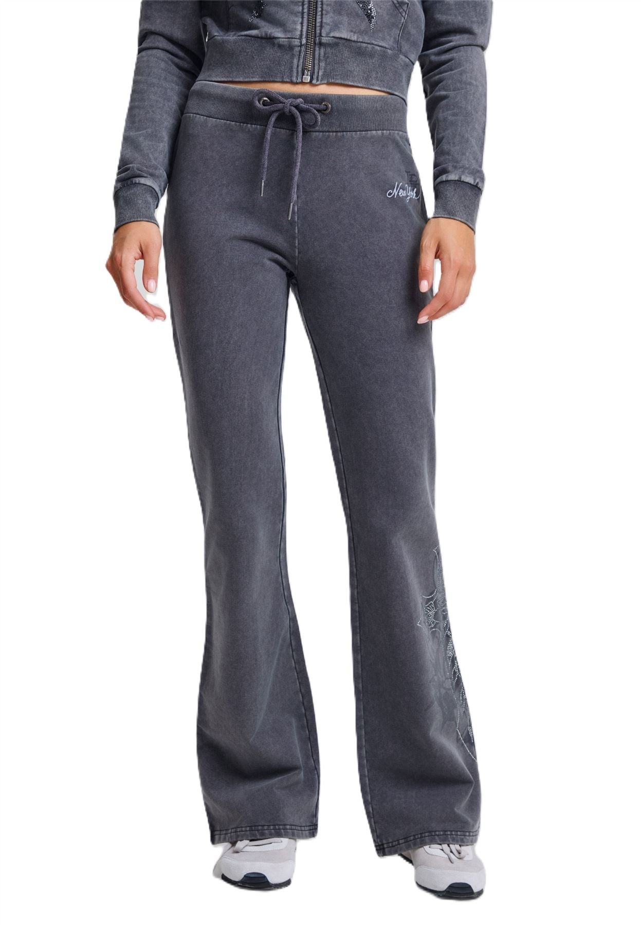 Ed Hardy Cross and Thorn Flared Joggeuses Noires Pour Femmes