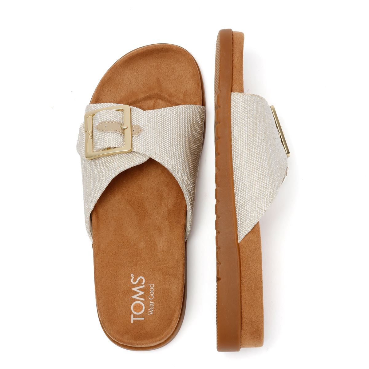 TOMS Marin Slide Sandales Blanches En Textile Pour Femmes