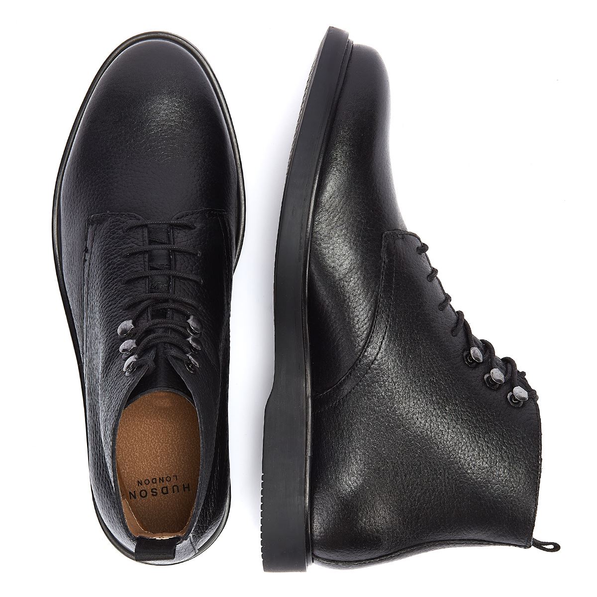 Hudson Bottes Noires Pour Hommes En Dentelle De Bataille En Cuir