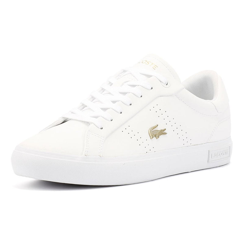 Lacoste Powercourt 2.0 Baskets Blanches En Cuir Pour Femmes