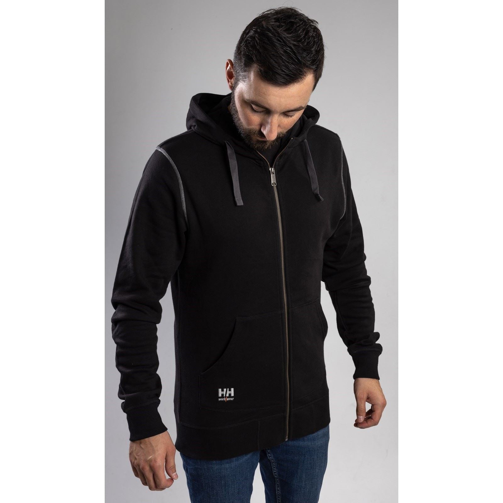 Helly Hansen Workwear Oxford Zip Sweatshirt À Capuche Noir En Coton Pour Homme