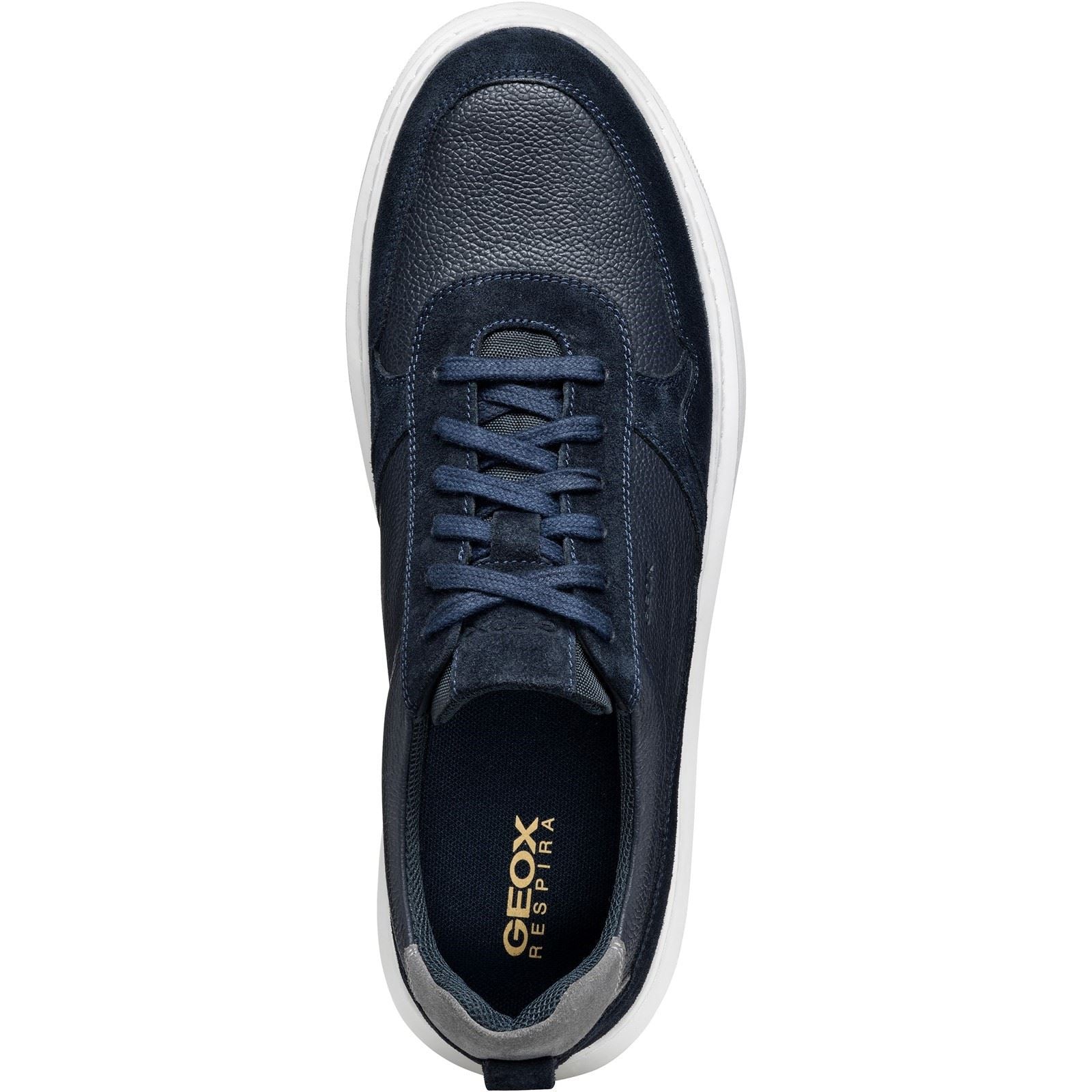 Geox U DEIVEN Chaussures De Sport Homme En Cuir/daim Bleu Marine