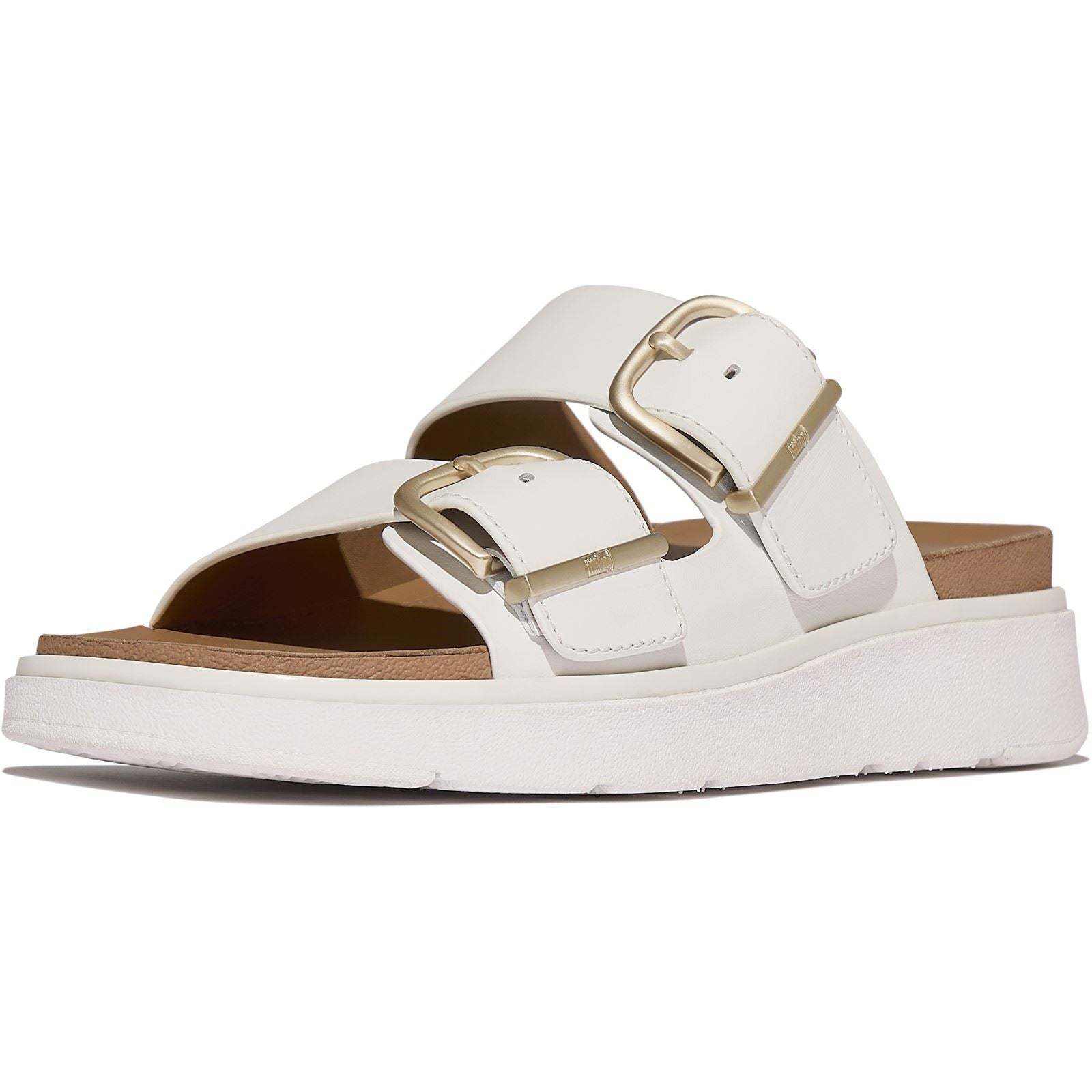 Fitflop Gen-FF Two-Bar Sandales Blanches Urbaines En Cuir Pour Femmes