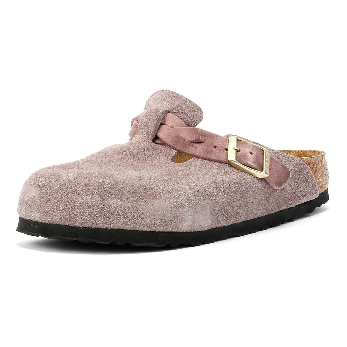 Birkenstock Boston Braided Sabots Violets Pour Femme En Suède