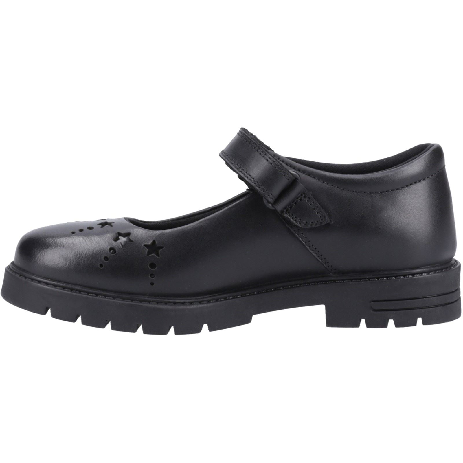 Hush Puppies Sabrina Junior Chaussures Noires Pour Filles En Cuir