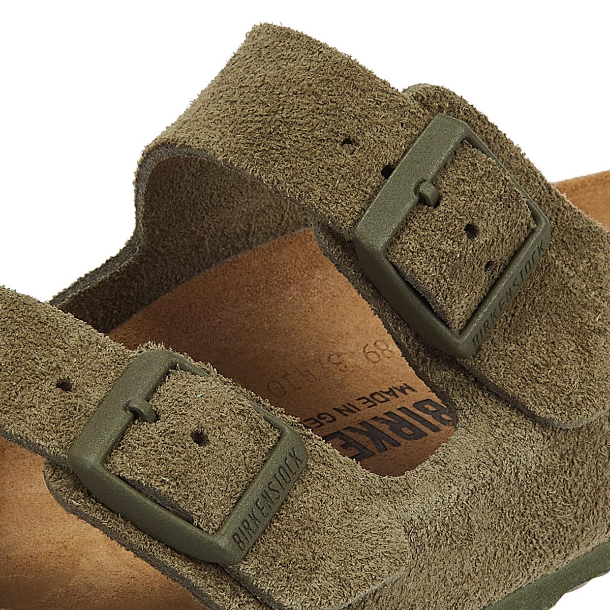 Birkenstock Sandales En Daim Kaki Thym En Cuir Suédé Arizona
