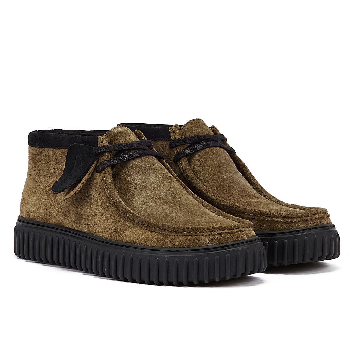 Clarks Main Torhill Hi Bottes En Daim Pour Homme Olive