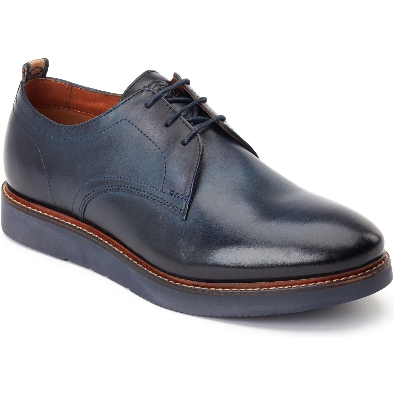 Base London Roly Chaussures À Lacets En Cuir Pour Hommes Bleu Marine