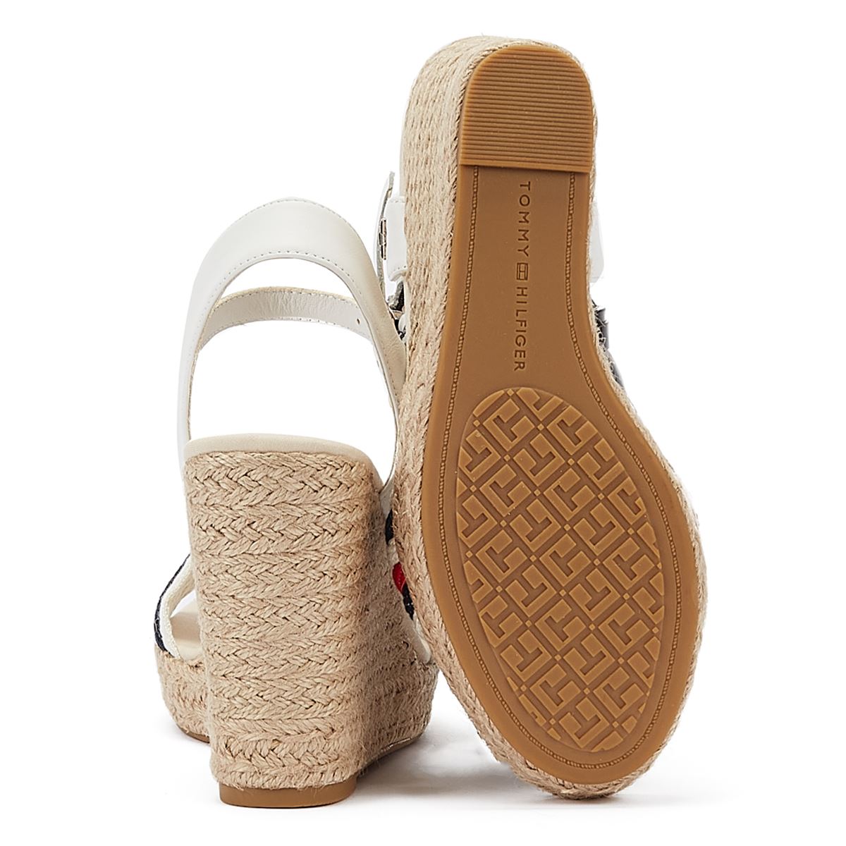 Tommy Hilfiger Corporate Wedge Ecru Sandales blanches pour femmes