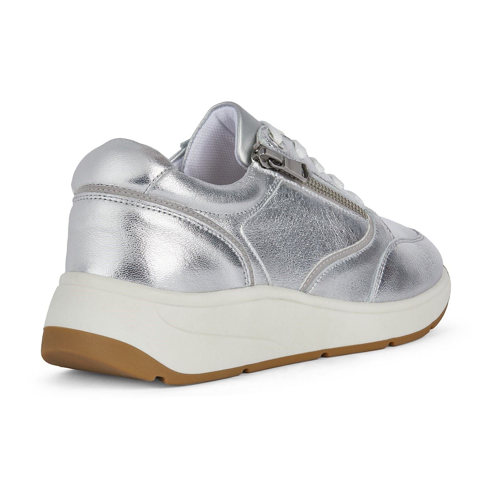 Geox D Cristael E Baskets Argentées Pour Femmes En Cuir Synthétique