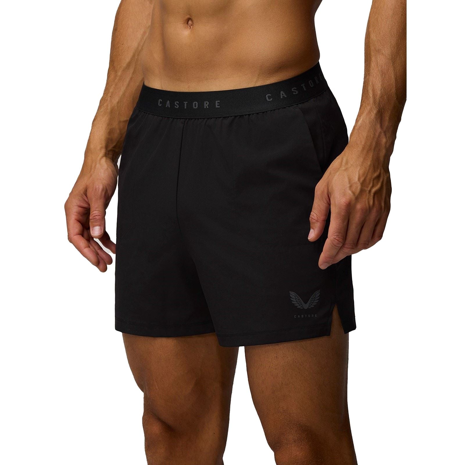 Castore 5" Branded Elastic Shorts De Sport Noirs Pour Hommes