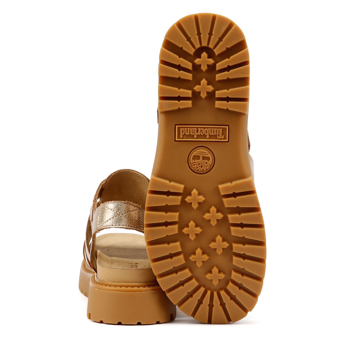 Timberland Clairemont Way Fisherman Sandales En Cuir Doré Pour Femme