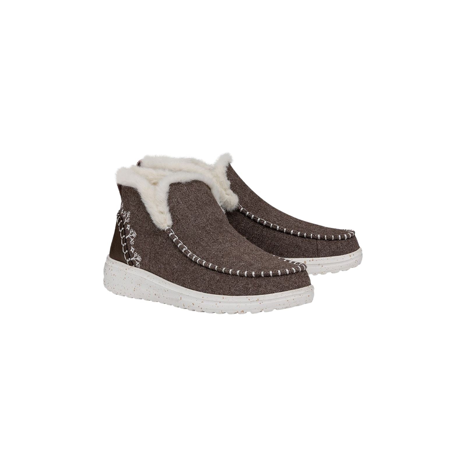 HEYDUDE Denny Wool Faux Shearling Bottes Pour Femmes En Noyer
