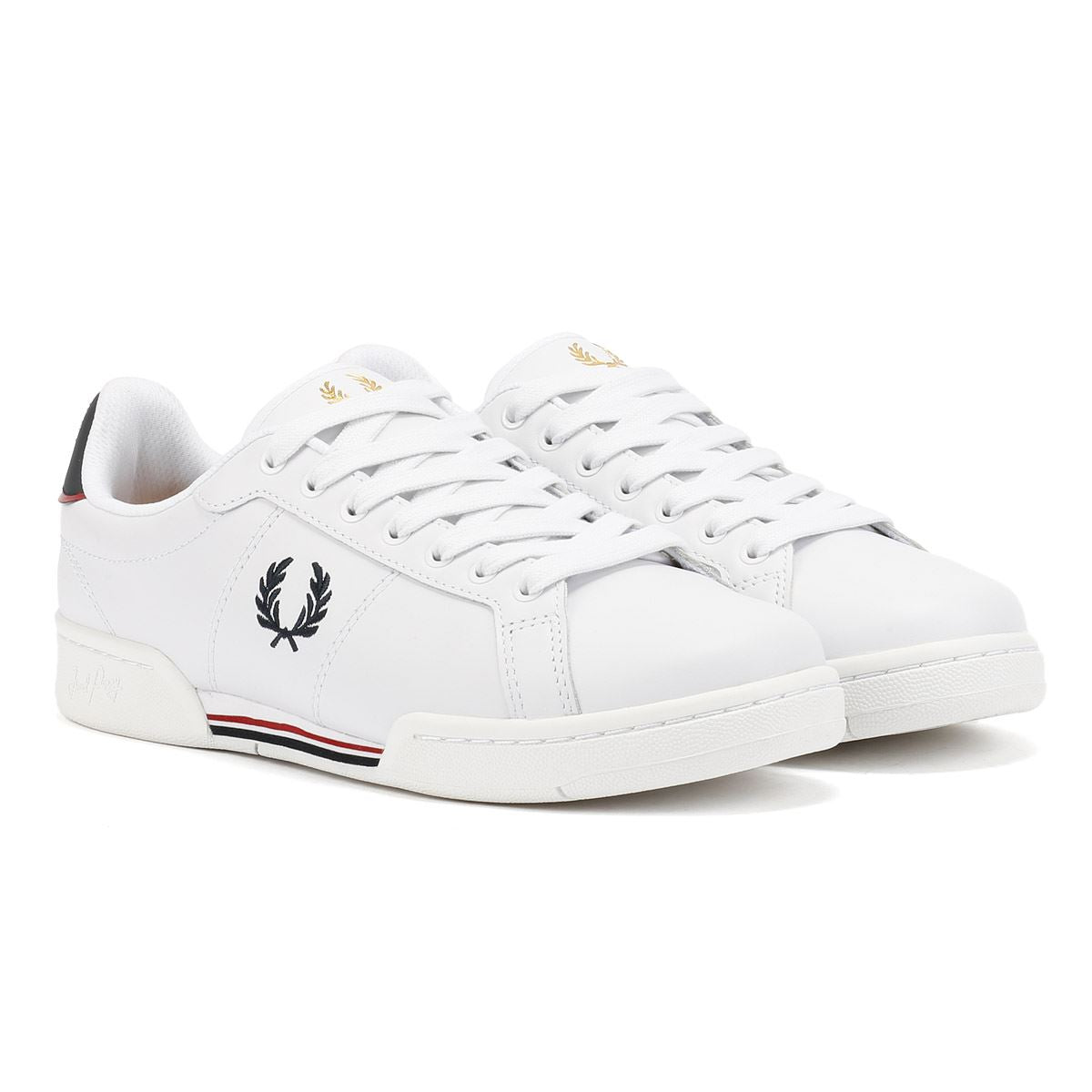 Fred Perry Split Cup Baskets Blanches En Cuir Pour Hommes