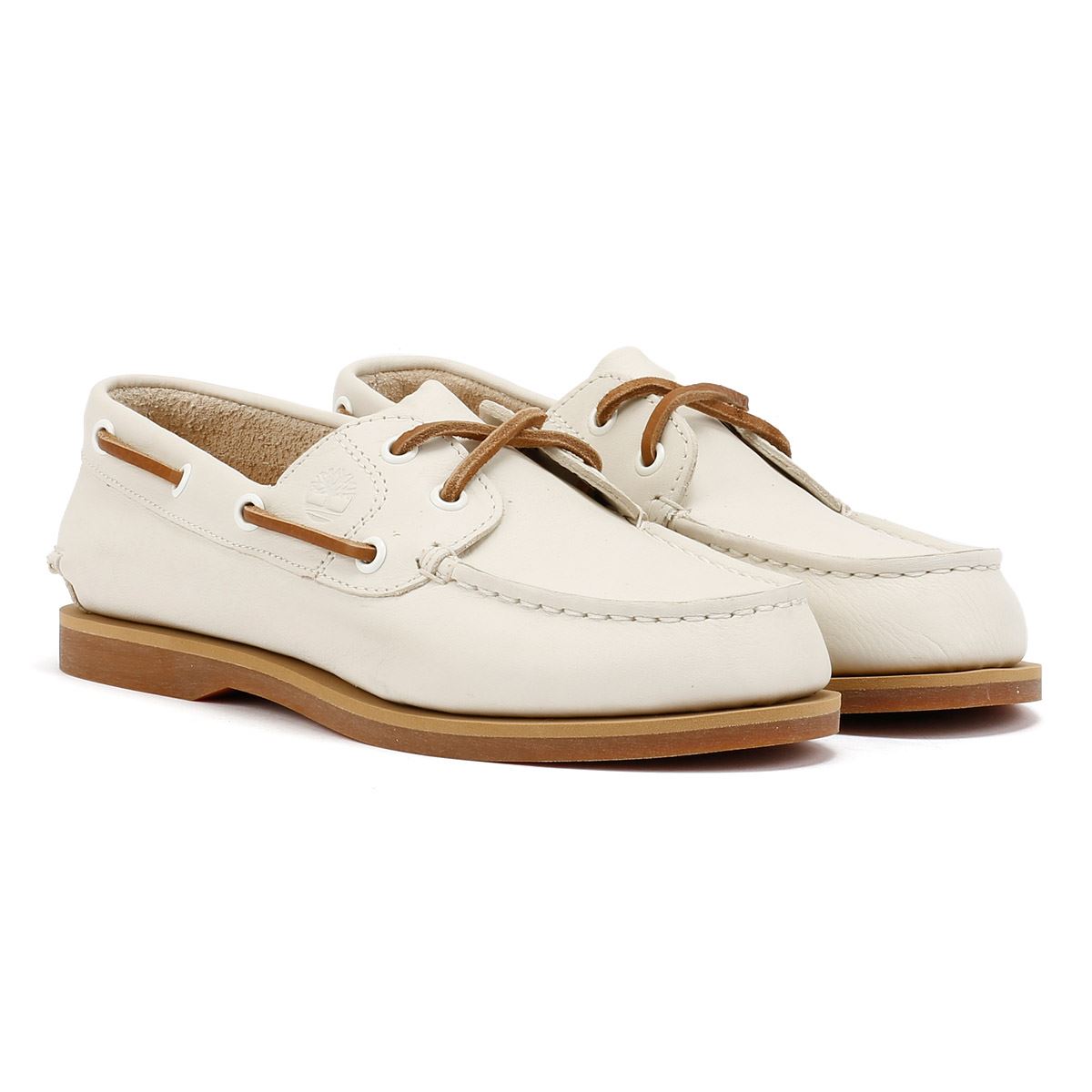 Timberland Classic 2 Eye Chaussures Blanches En Cuir Pour Femmes