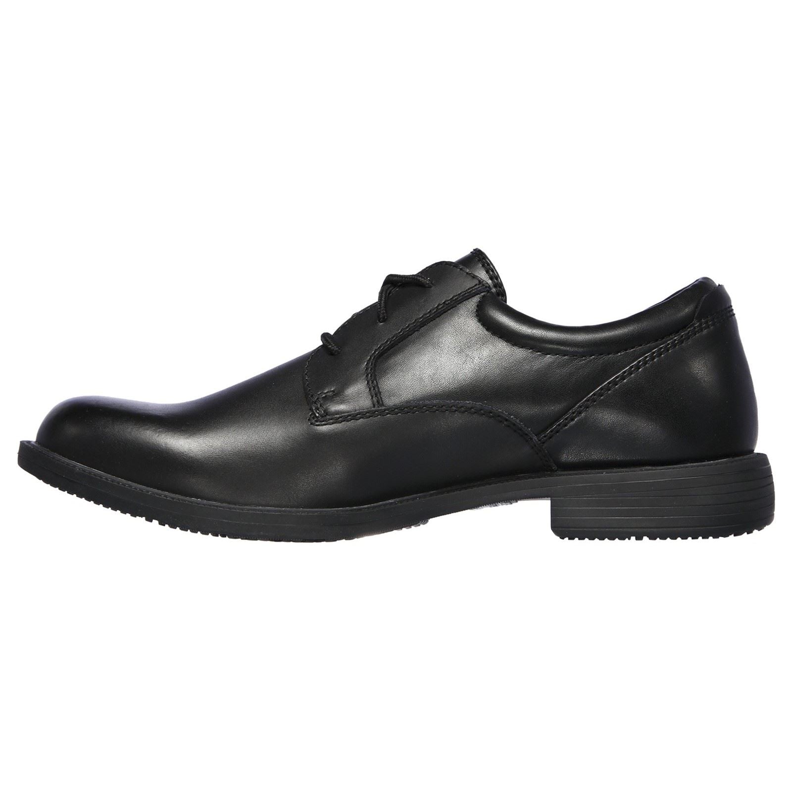 Skechers Dreston Rasmiss Chaussures Noires En Cuir Pour Homme À Lacets
