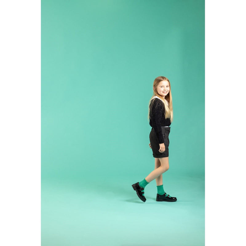 Hush Puppies Ella Patent Junior Chaussures Noires Pour Filles En Cuir