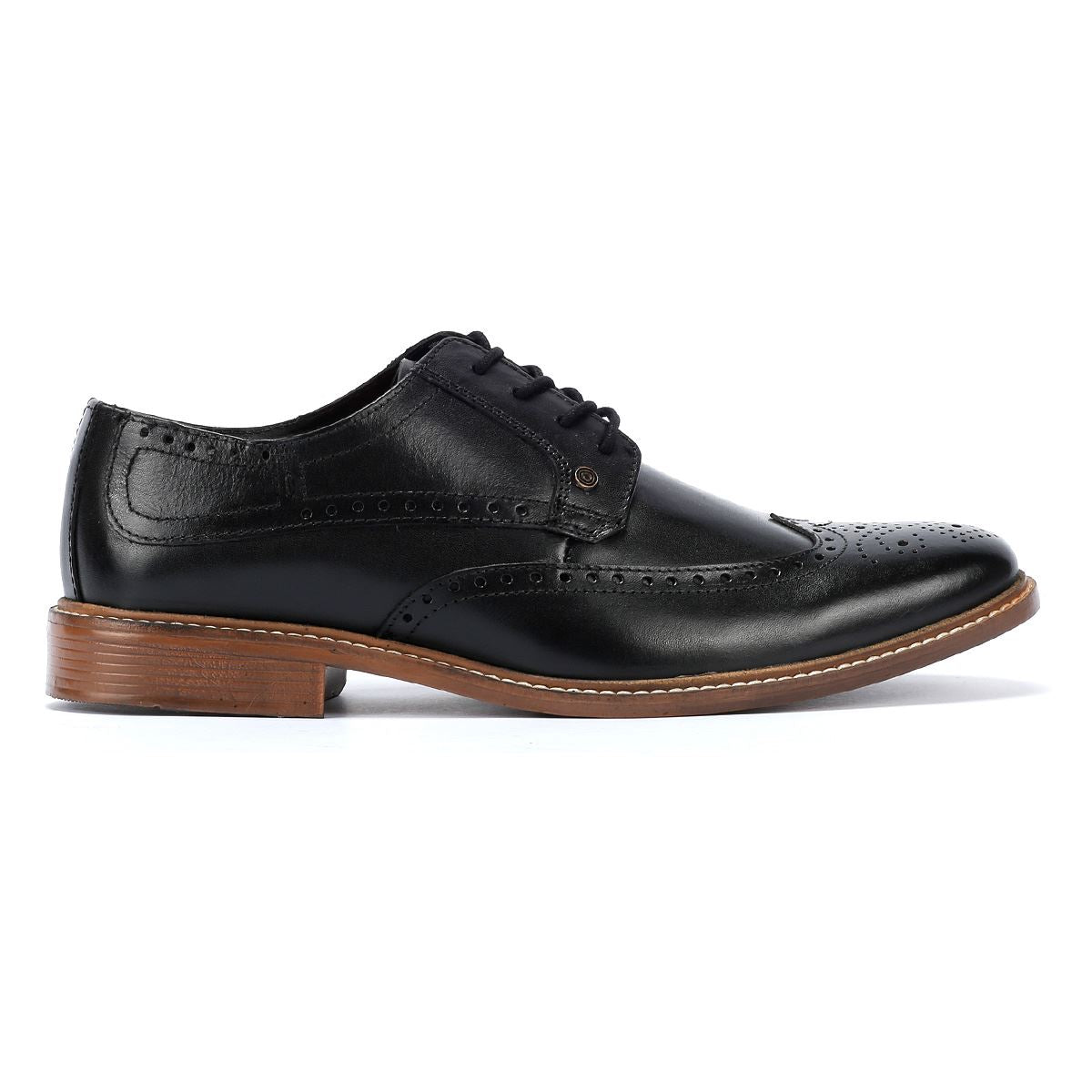 Lambretta Harvey Brogue Chaussures À Lacets En Cuir Noir Pour Hommes
