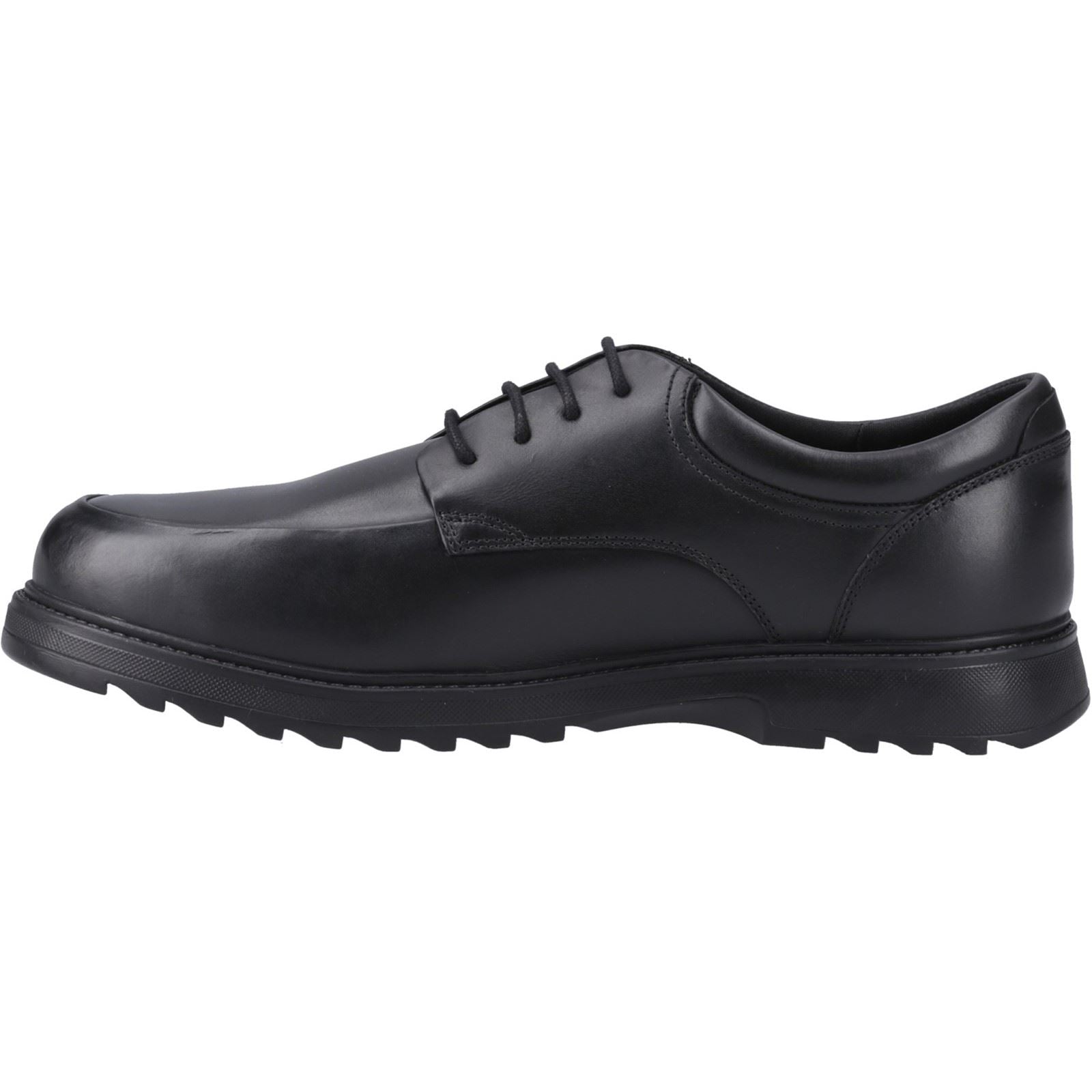 Hush Puppies Romeo Chaussures Noires Pour Garçons En Cuir.