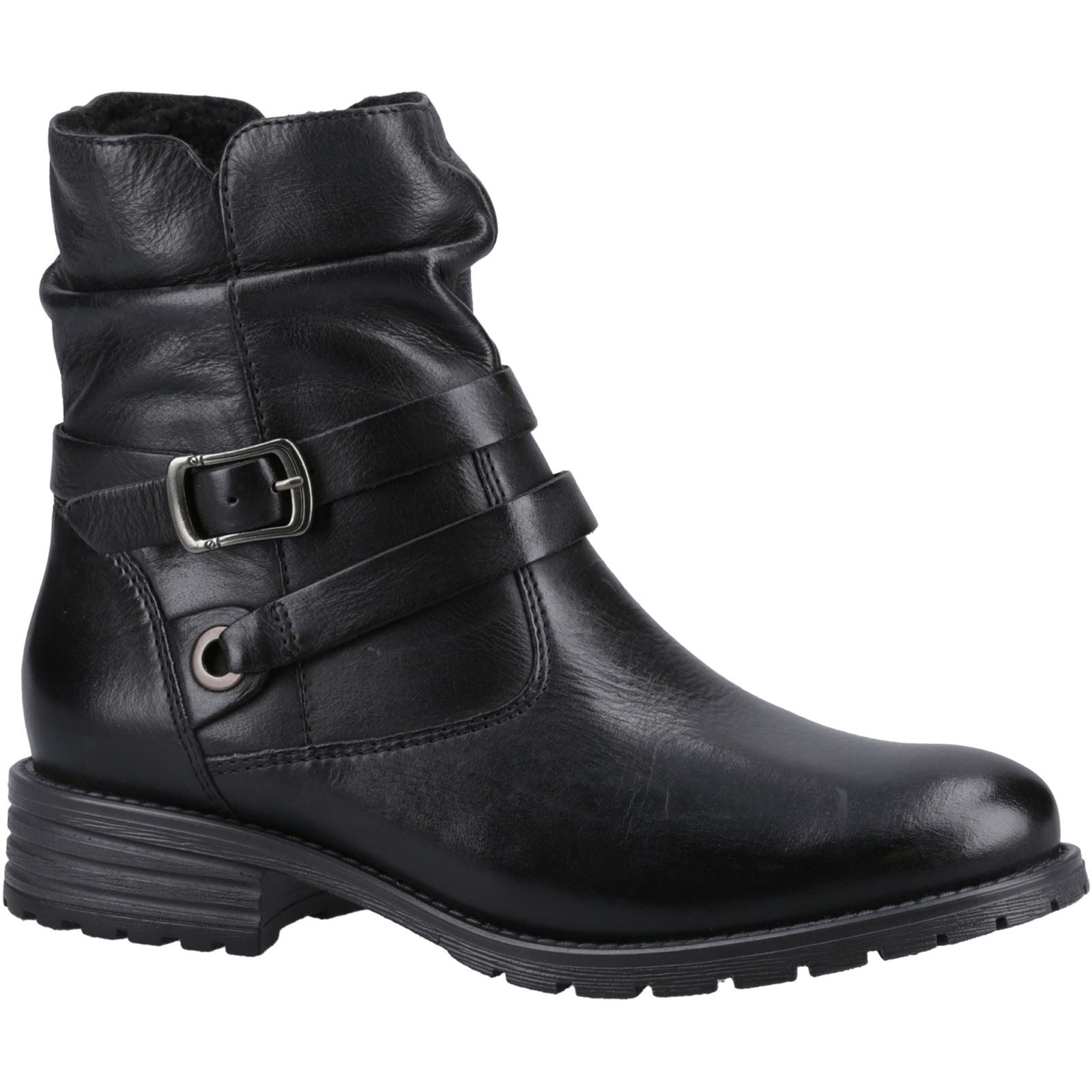 Hush Puppies Piper Bottes En Cuir Noires Pour Femmes