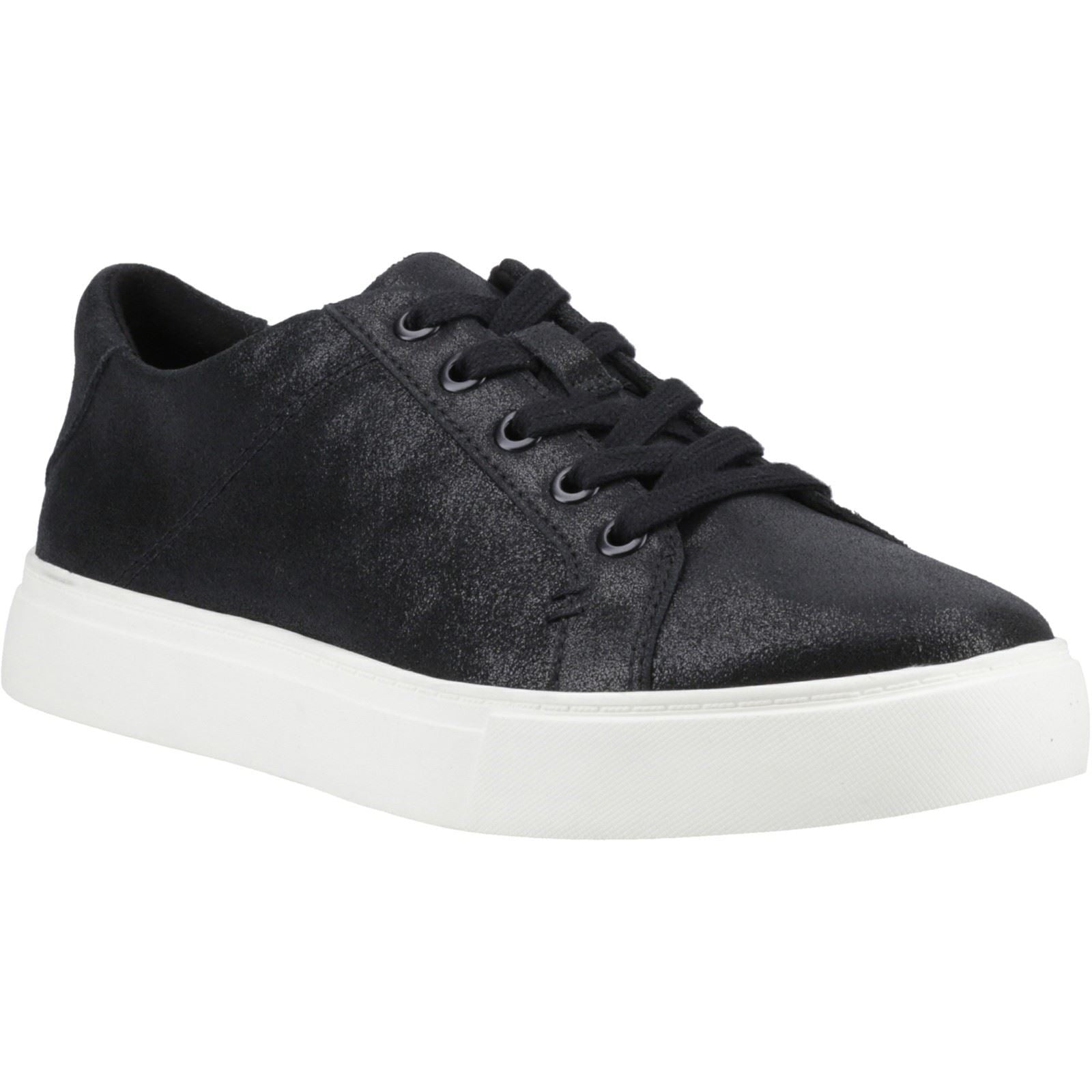 TOMS Kameron Lace-Up Chaussures De Sport Pour Femmes En Cuir Noir Métallisé