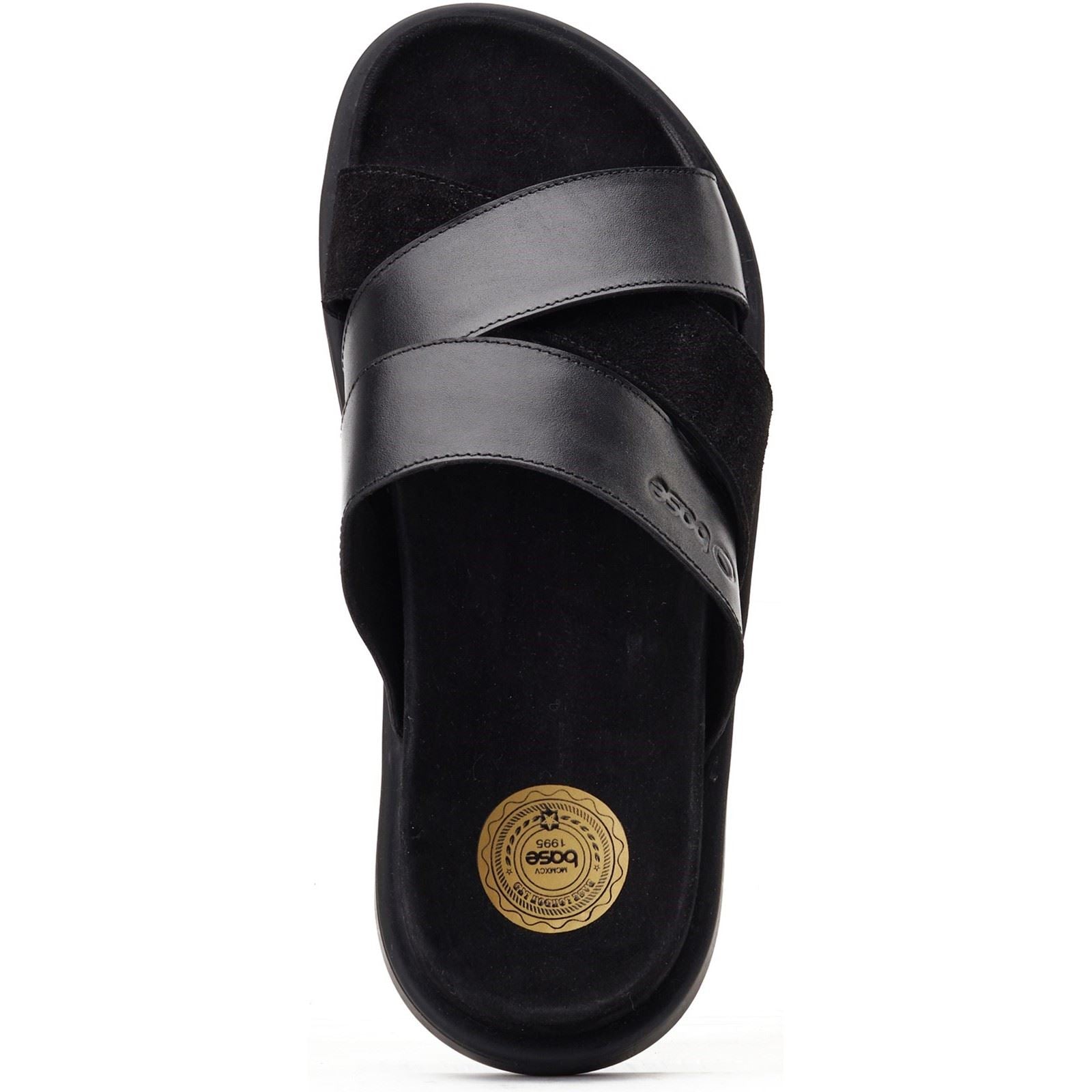 Base London Ponza Sandales En Cuir Noires Pour Hommes