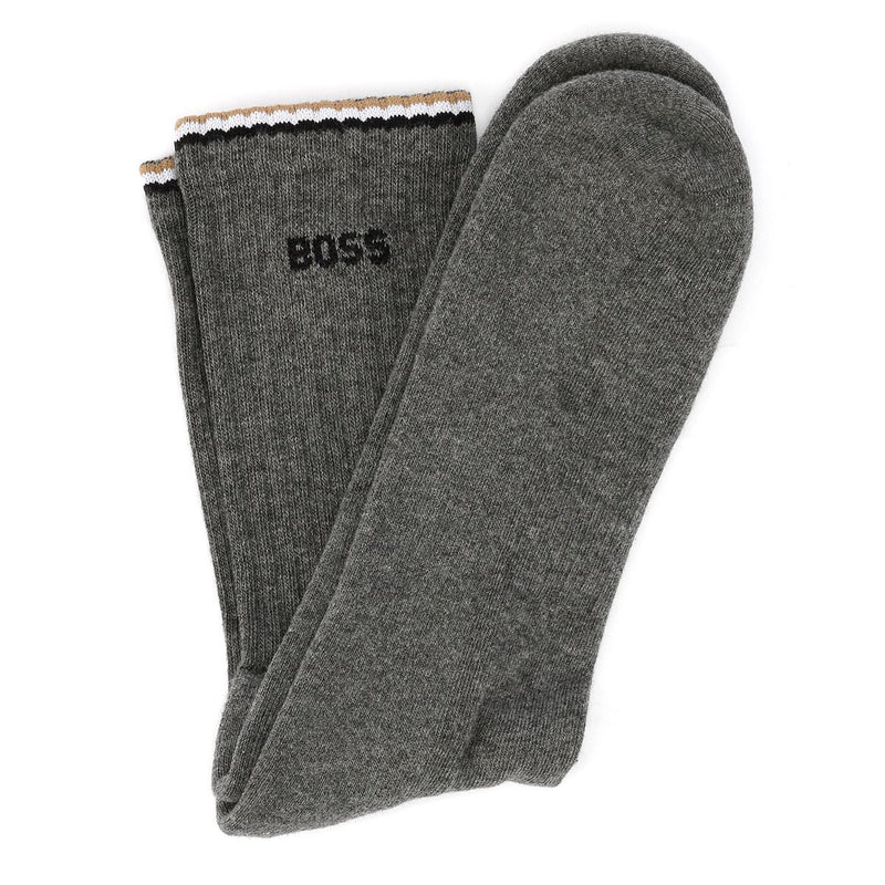 Boss 3 Pack Rib Stripe Chaussettes Montantes Pour Hommes En Coton Multicolores