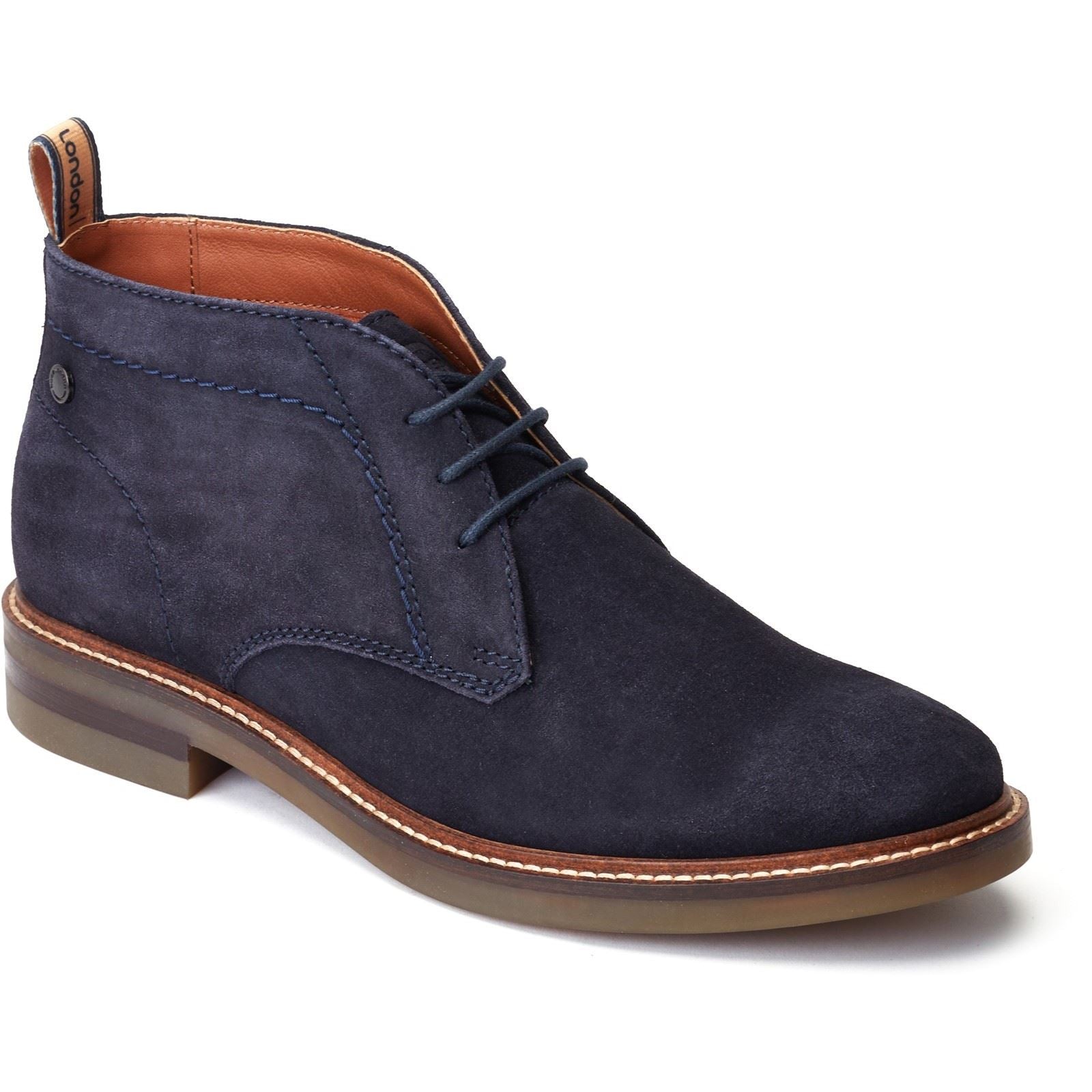 Base London Knebworth Chaussures Bleu Marine En Cuir Pour Hommes