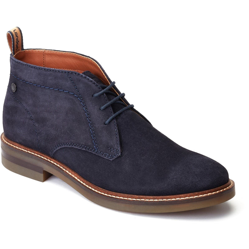 Base London Knebworth Chaussures Bleu Marine En Cuir Pour Hommes