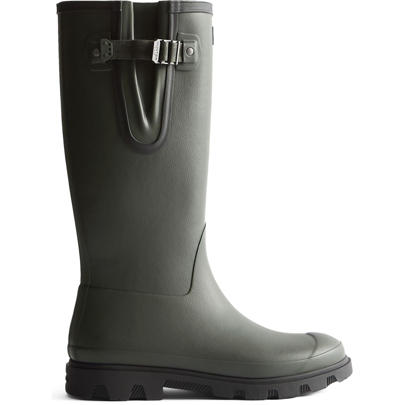 Hunter Downpour Adjustable Bottes De Wellington En Caoutchouc Pour Femmes Vert Olive Foncé/Noir