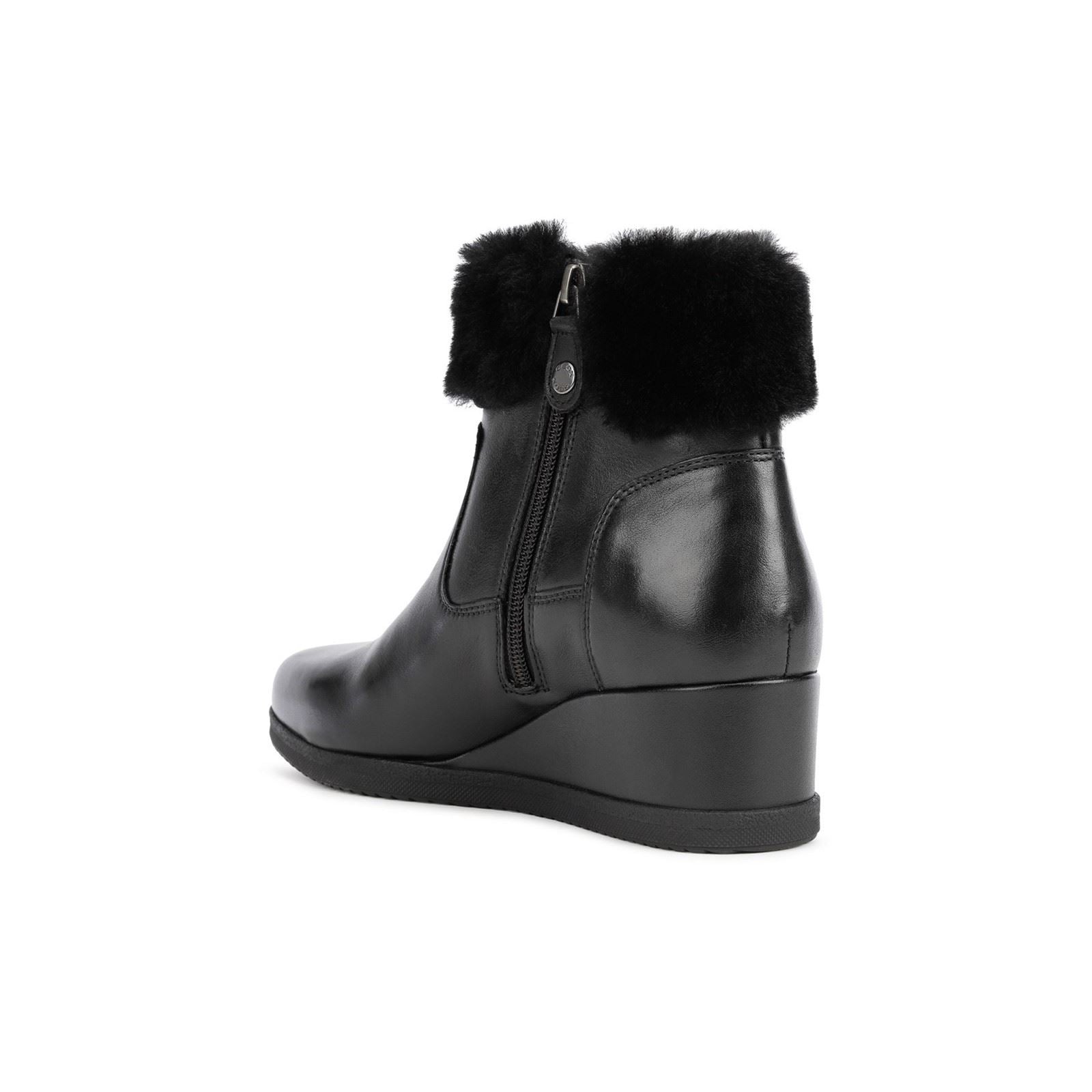 Geox Anylla Bottes Noires En Cuir Nappa Bovin Pour Femme