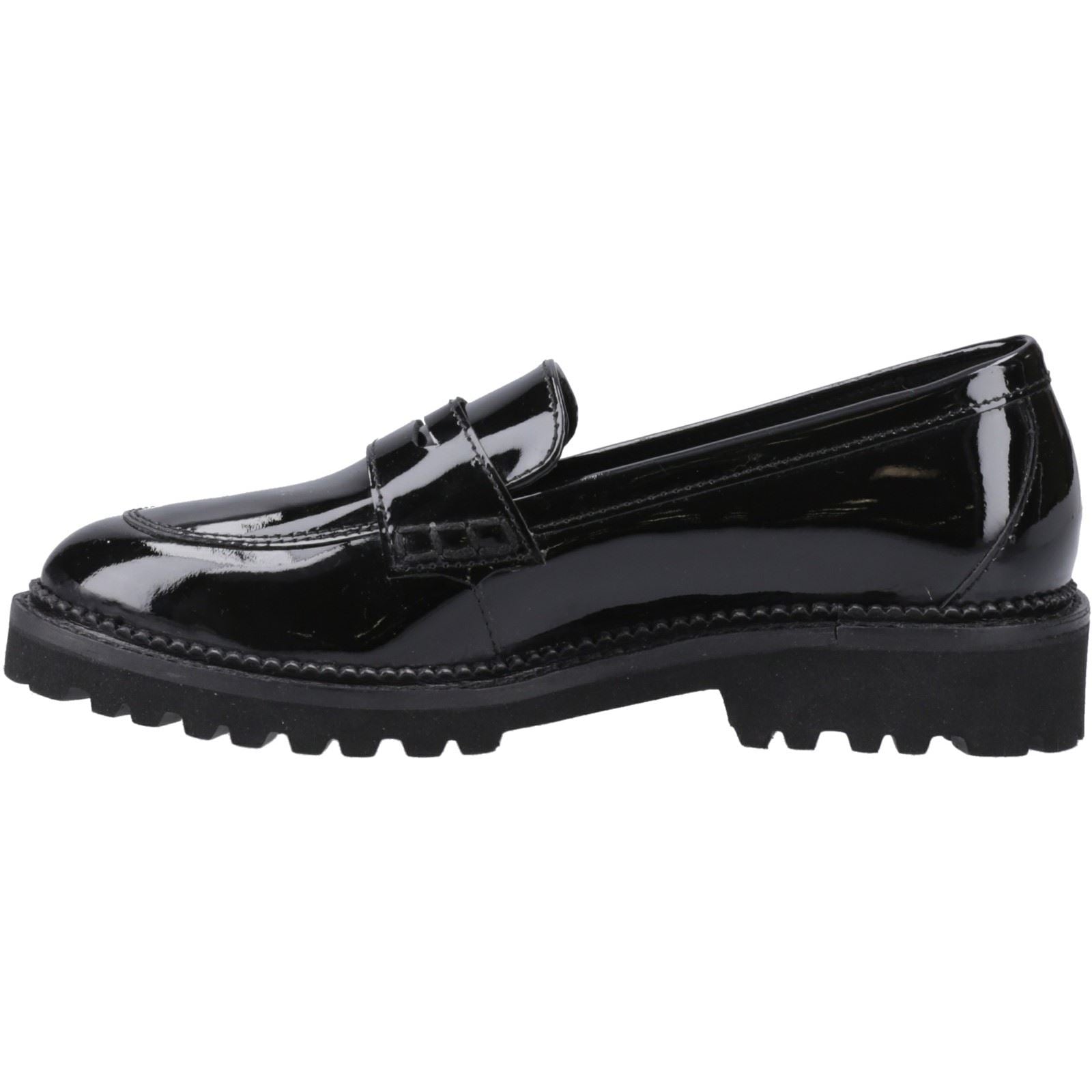 Hush Puppies Grazia Chaussures Plates Noires Pour Filles En Cuir