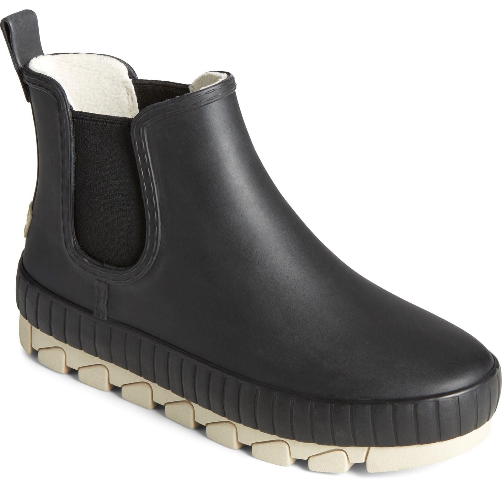 Sperry Torrent Chelsea Bottes Noires En Caoutchouc Pour Femmes