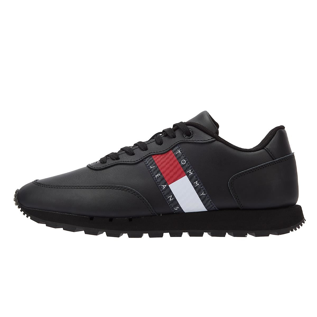 Tommy Hilfiger Tommy Jeans Leather Runner Hommes Noir Trainer