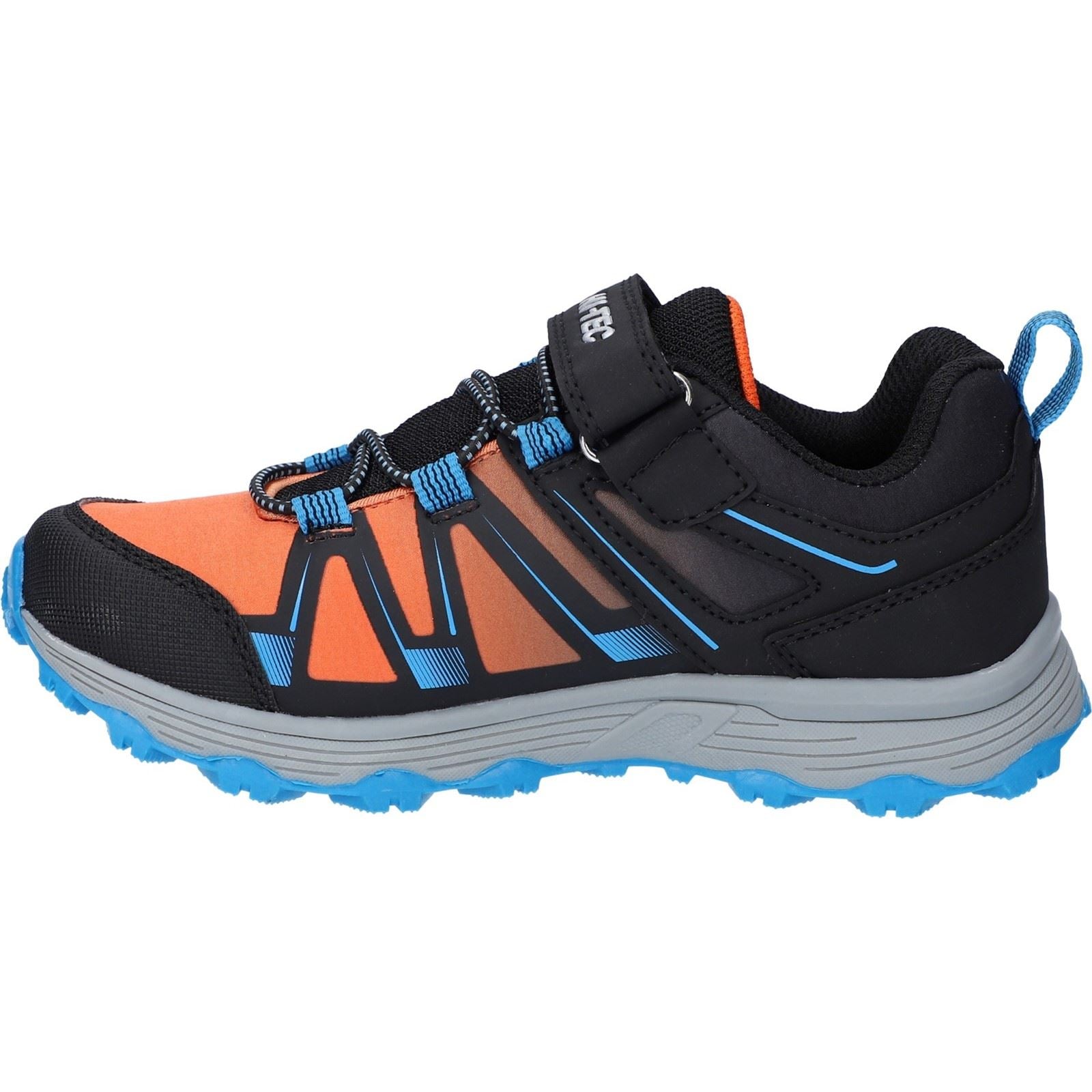 Hi-Tec SCRAPPY LOW WP JR Chaussures De Randonnée Pour Enfants Unisexes En Polyester Noir/bleu Danube/rouge Flamme