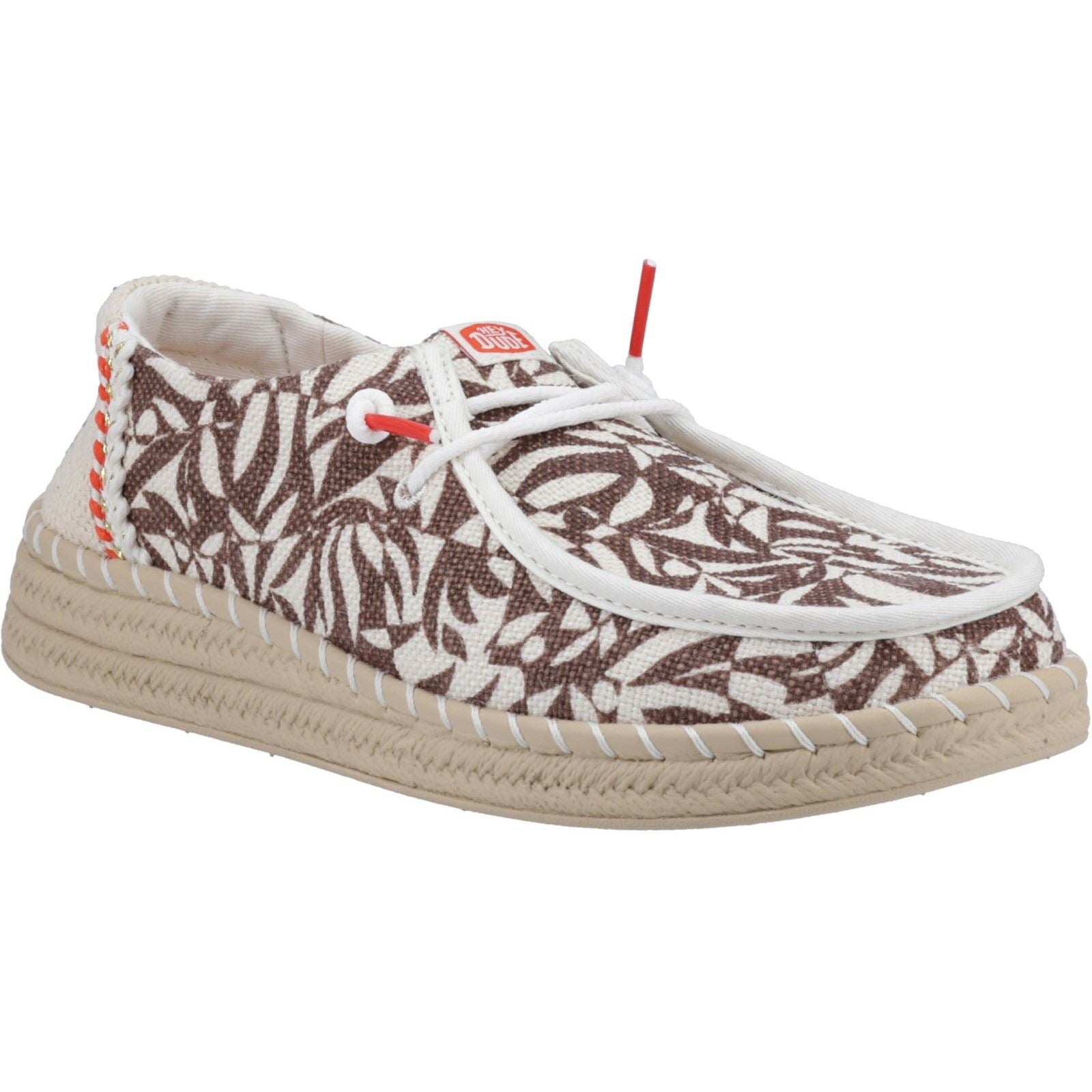 HEYDUDE Wendy Espadrille Retro Palm Mélange De Coton Esapdrilles Pour Femmes, Couleur Brun Centre/Vignette