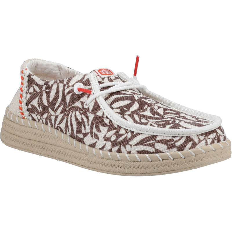 HEYDUDE Wendy Espadrille Retro Palm Mélange De Coton Esapdrilles Pour Femmes, Couleur Brun Centre/Vignette