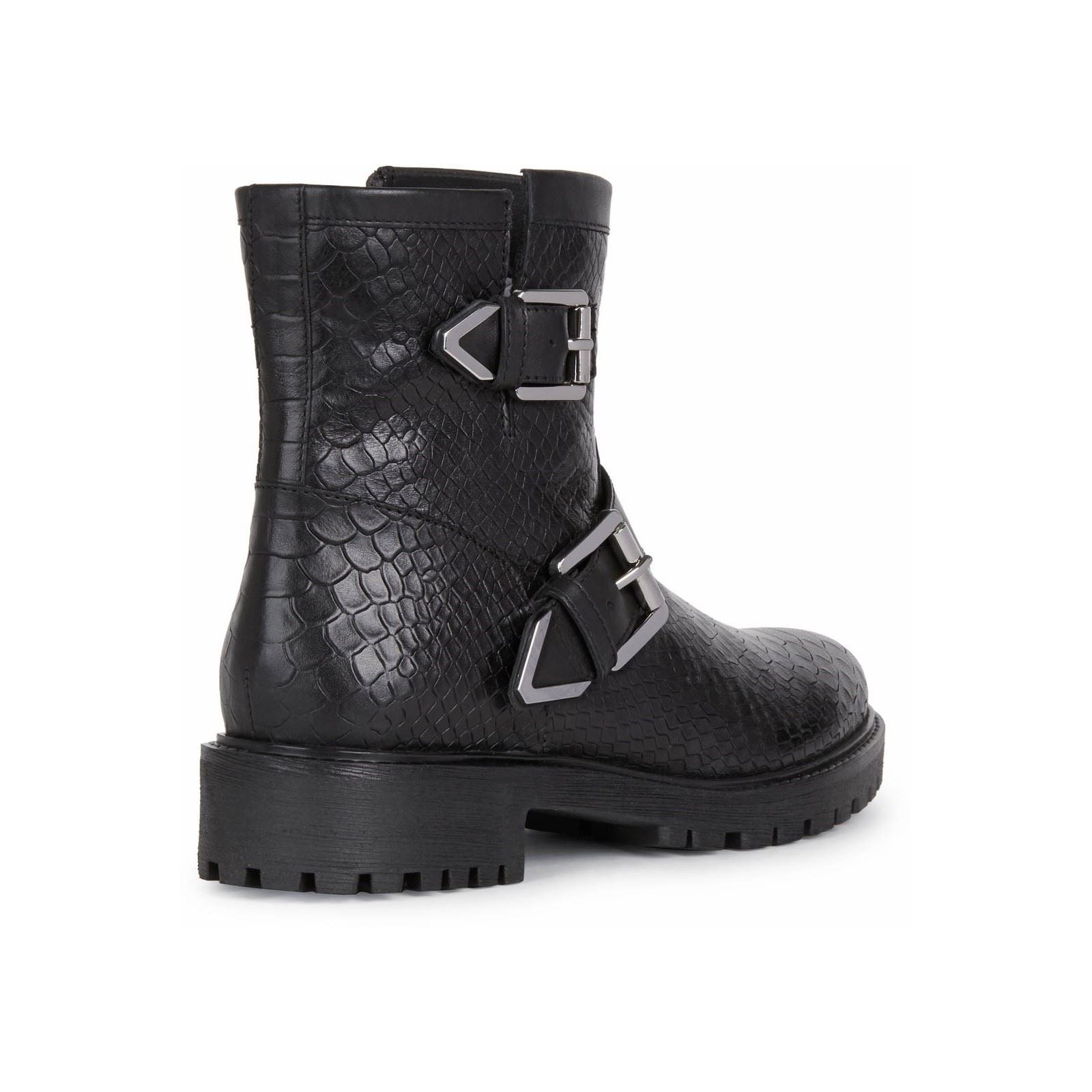 Geox Hoara Bottes En Cuir De Vache Pour Femme, Couleur Noire
