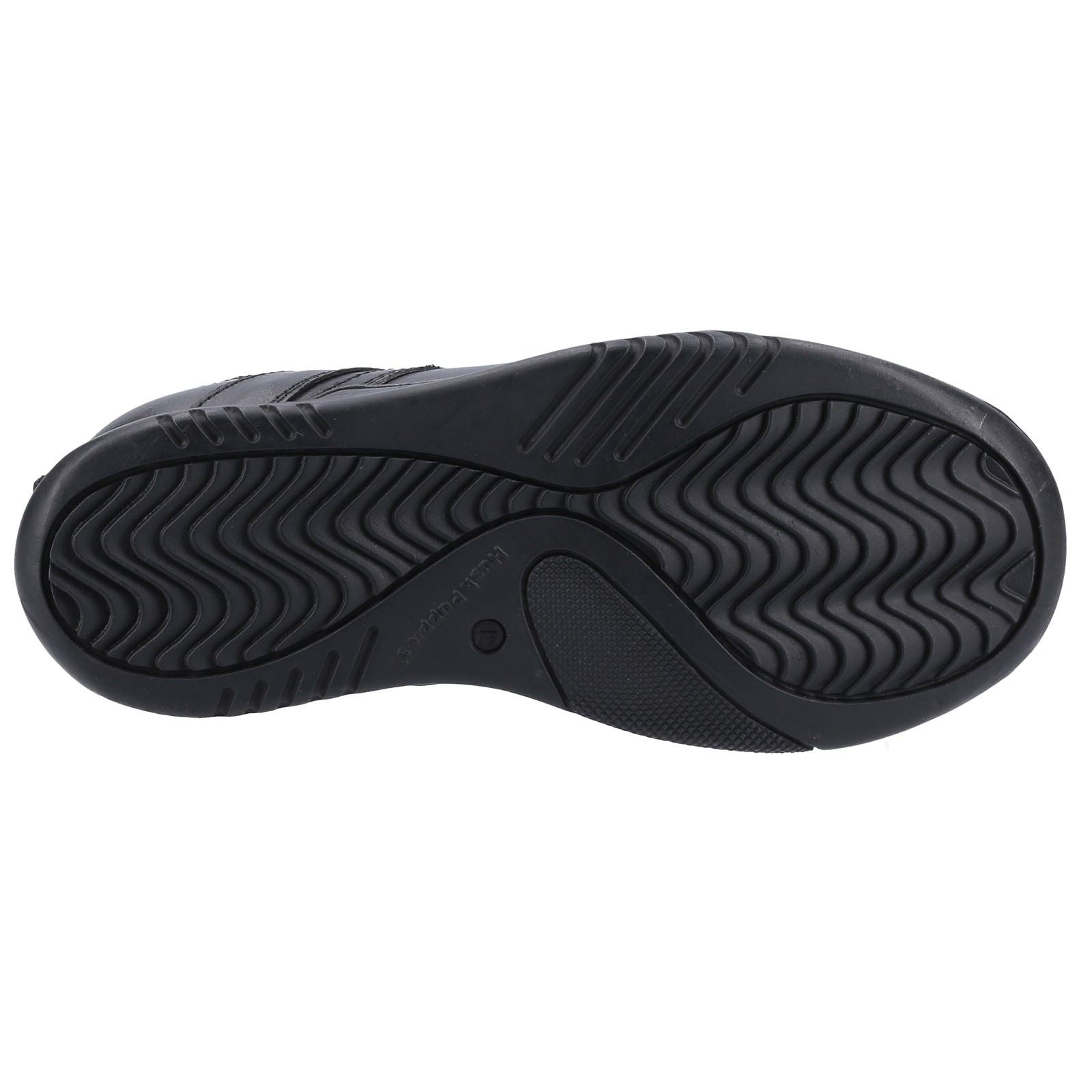 Hush Puppies Harvey Senior Chaussures Noires Pour Garçons En Cuir À Lacets