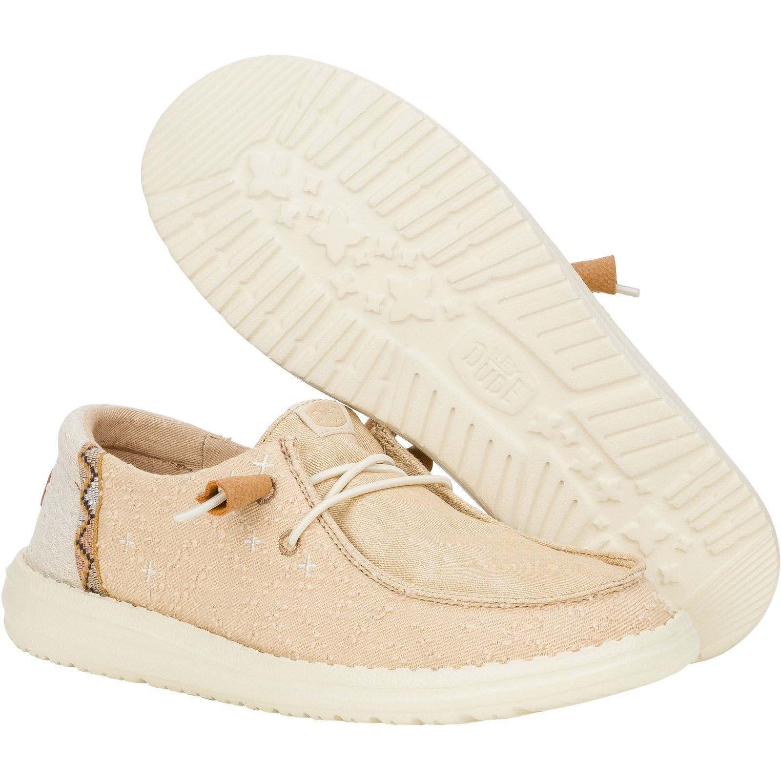 HEYDUDE Wendy Crafted Boho Mocassins Beiges En Coton Pour Femmes