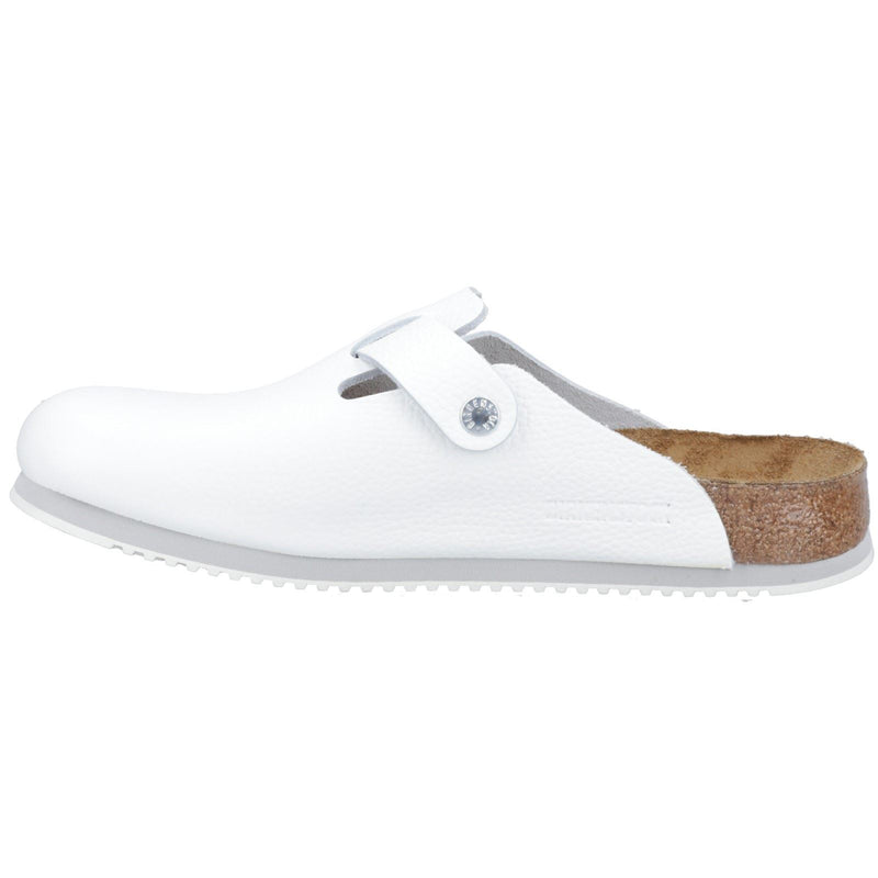Birkenstock Boston Sabots Blancs En Cuir Pour Hommes
