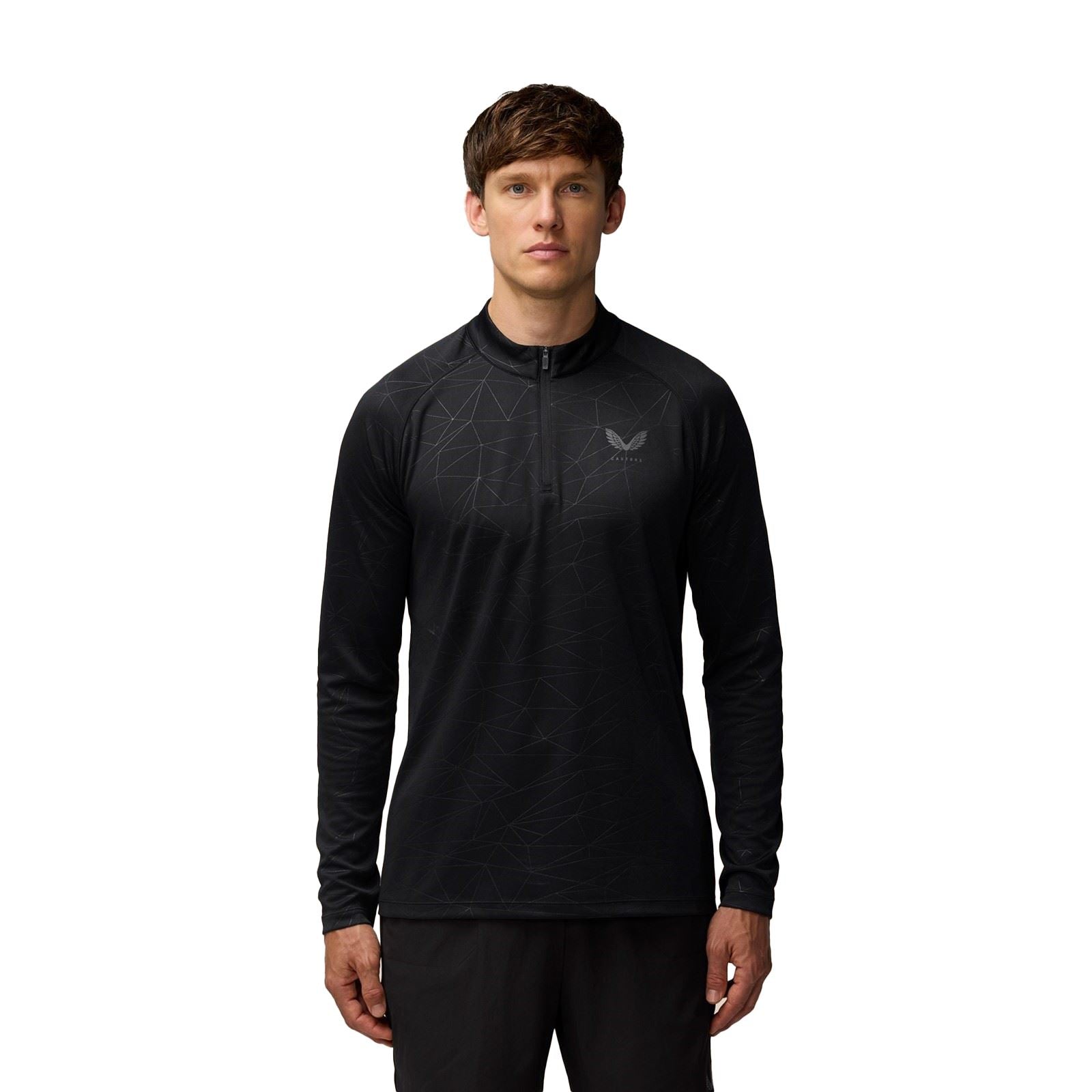 Castore Adapt Training 1/4 Zip Top T-Shirts De Sport Actifs Pour Hommes En Polyester Noir
