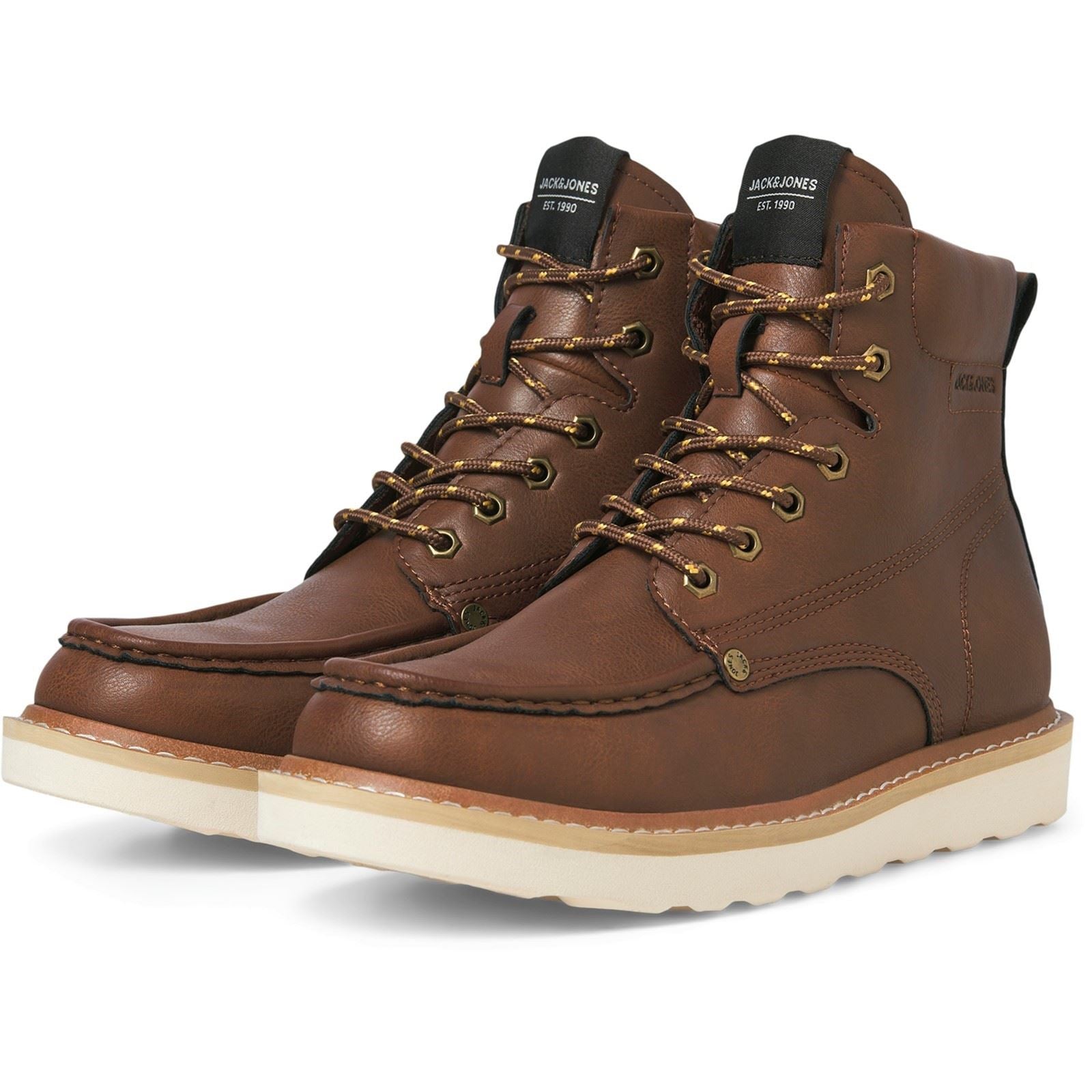 Jack & Jones Archway Moc Bottines En Cuir Synthétique Pour Hommes Cognac