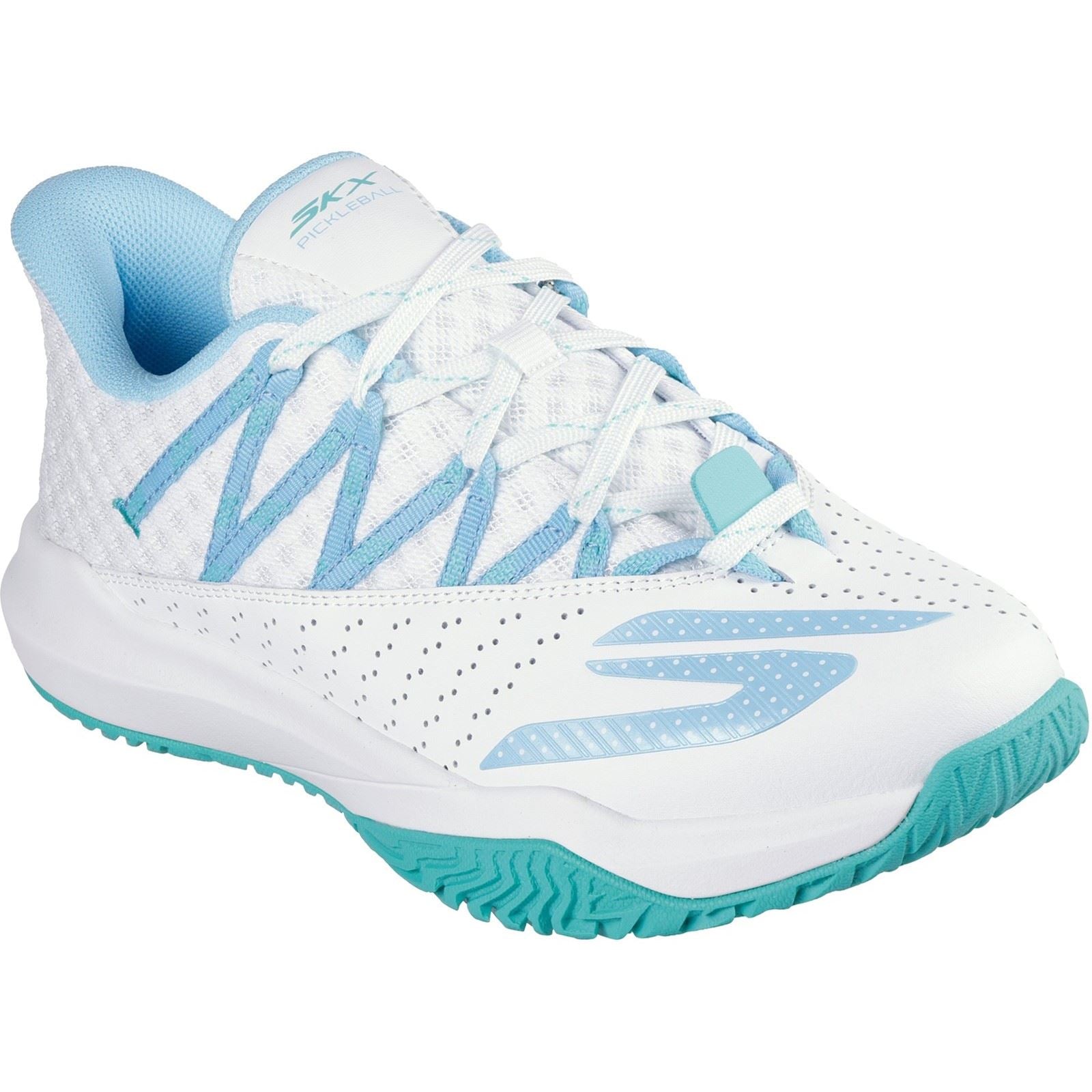 Skechers Performance Viper Court Rally Sneakers En Cuir Viper Court Rally Pour Femme Blanc/bleu Clair