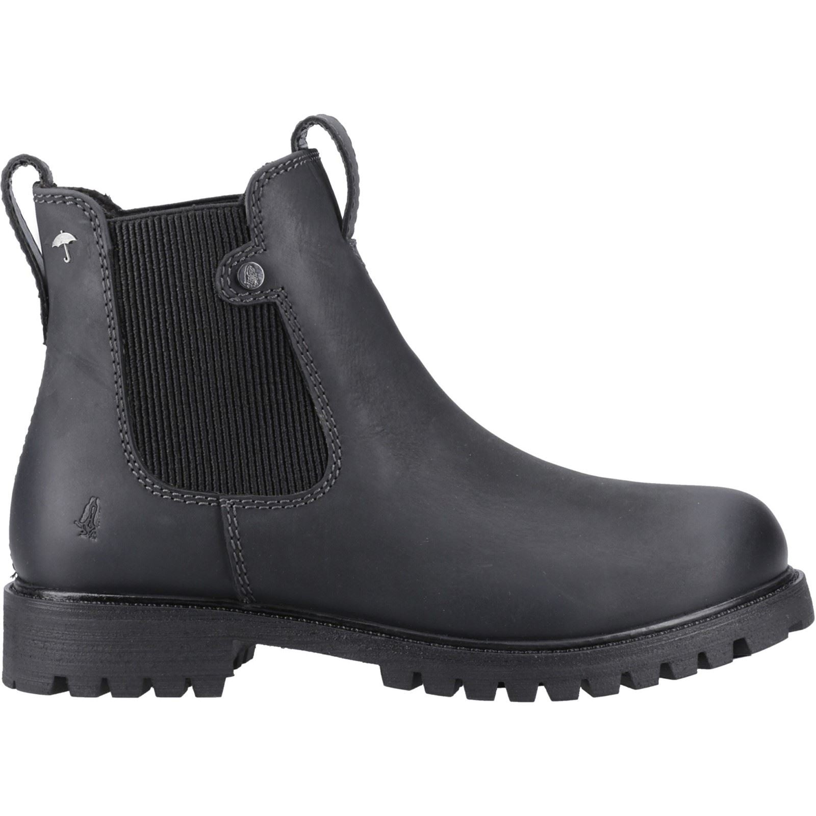 Hush Puppies Wynter Bottes Plates Chelsea Noires En Cuir Pour