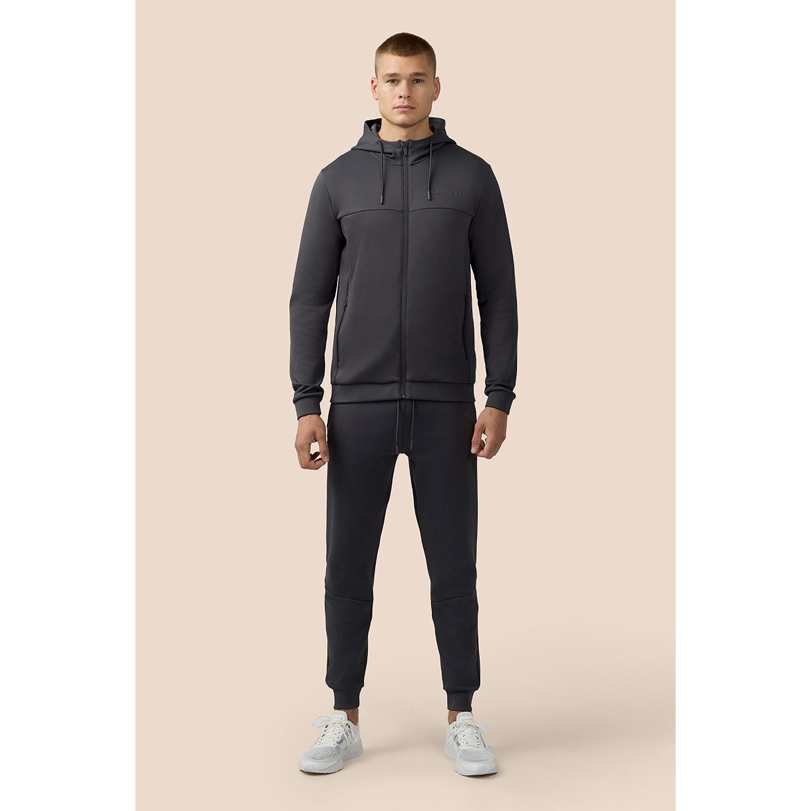 Castore Scuba Full Zip Through Hoody Sweat À Capuche Gris En Polyester Pour Homme